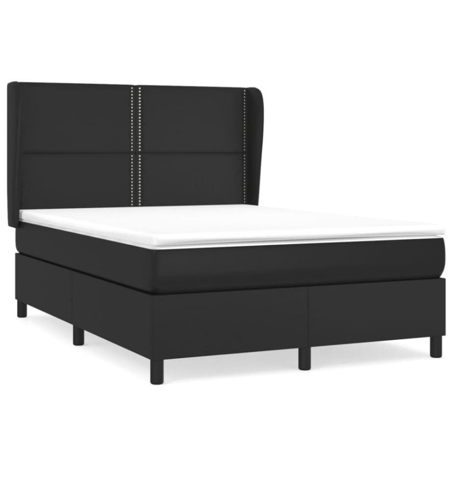Lit à sommier tapissier avec matelas Noir 140x190 cm Similicuir