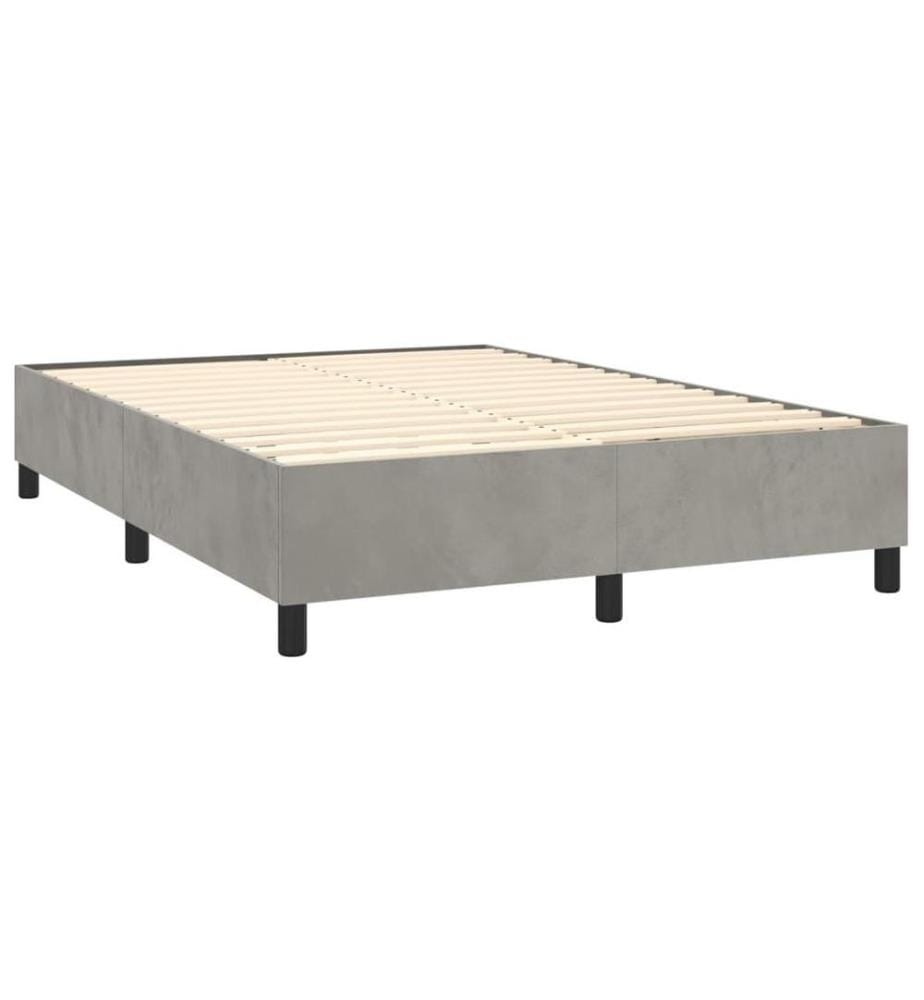Lit à sommier tapissier et matelas Gris clair 140x190cm Velours