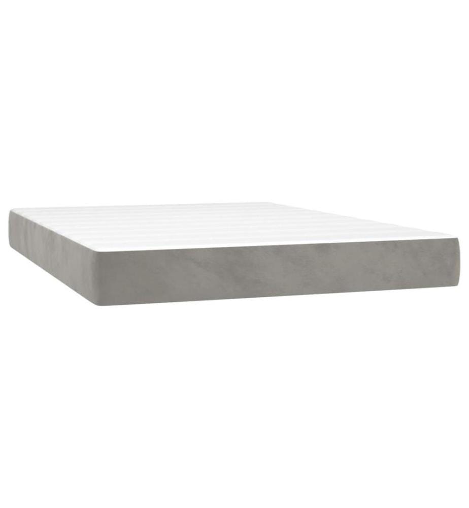 Lit à sommier tapissier et matelas Gris clair 140x190cm Velours