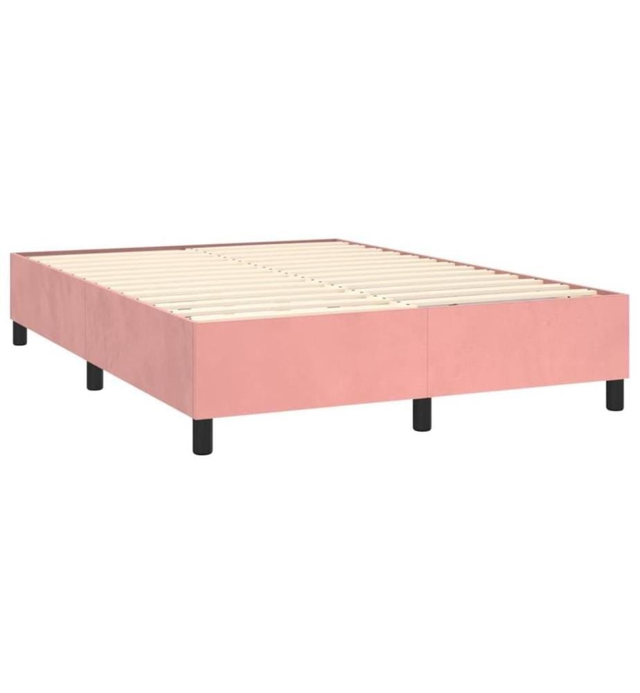 Lit à sommier tapissier avec matelas Rose 140x190 cm Velours