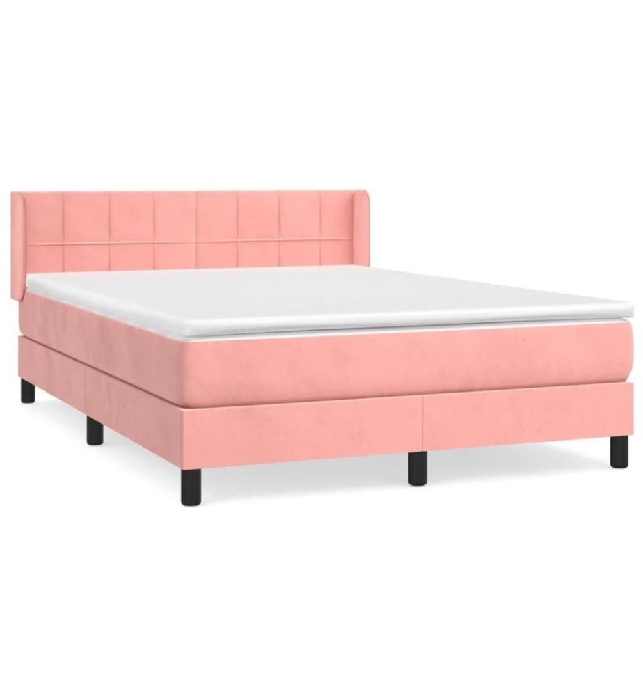 Lit à sommier tapissier avec matelas Rose 140x190 cm Velours