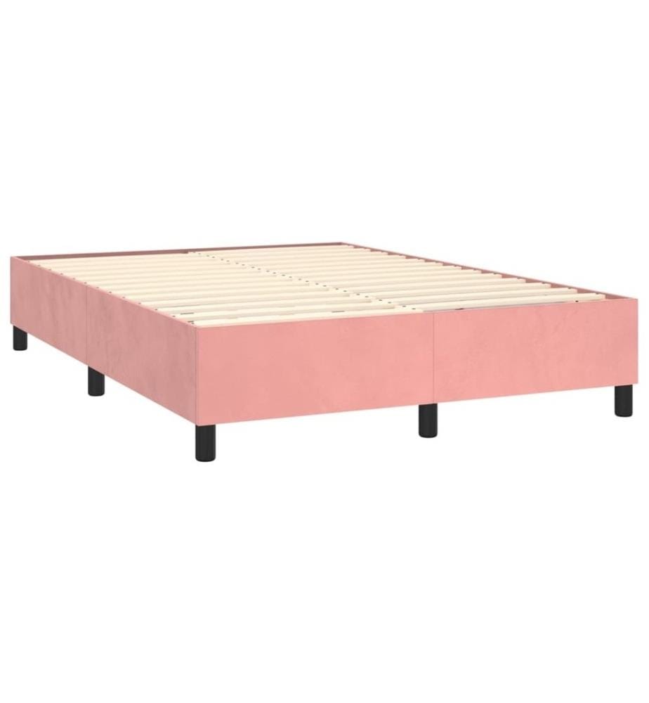 Lit à sommier tapissier avec matelas Rose 140x190 cm Velours