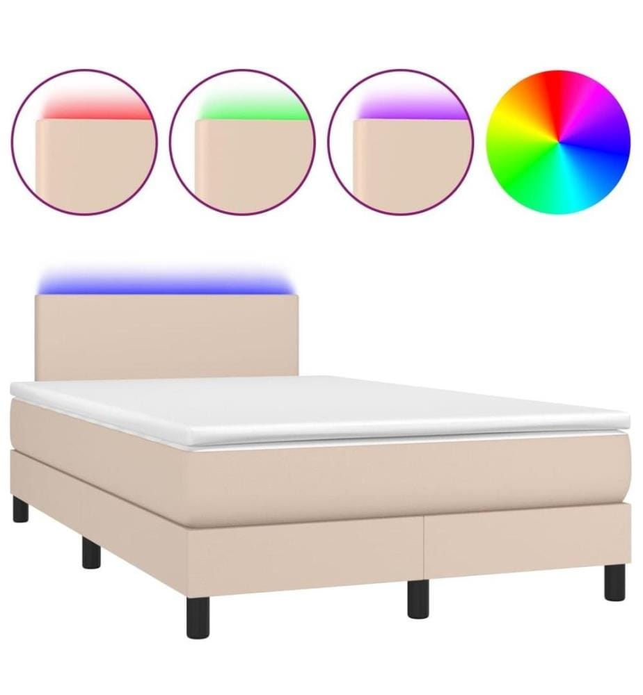 Boxspringbett mit Matratze & LED Cappuccino-Braun 120x200cm