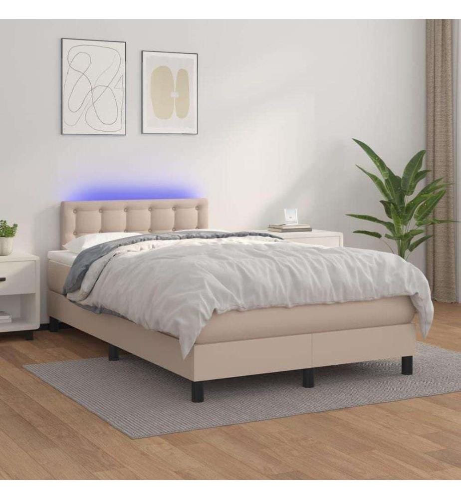 Boxspringbett mit Matratze & LED Cappuccino-Braun 120x200cm