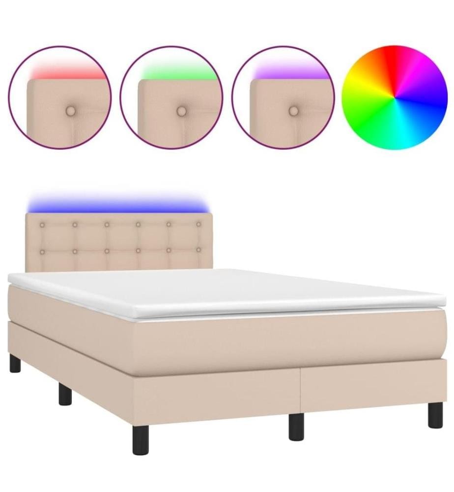 Boxspringbett mit Matratze & LED Cappuccino-Braun 120x200cm