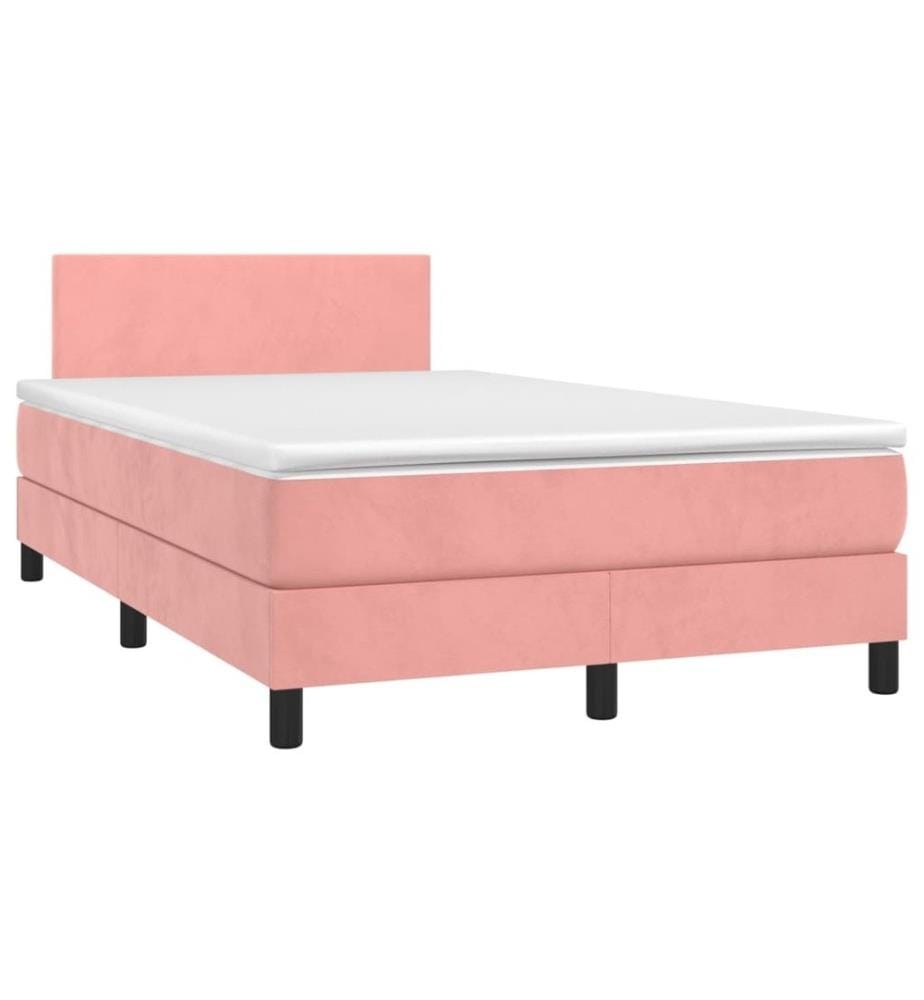Boxspringbett mit Matratze & LED Rosa 120x200 cm Samt