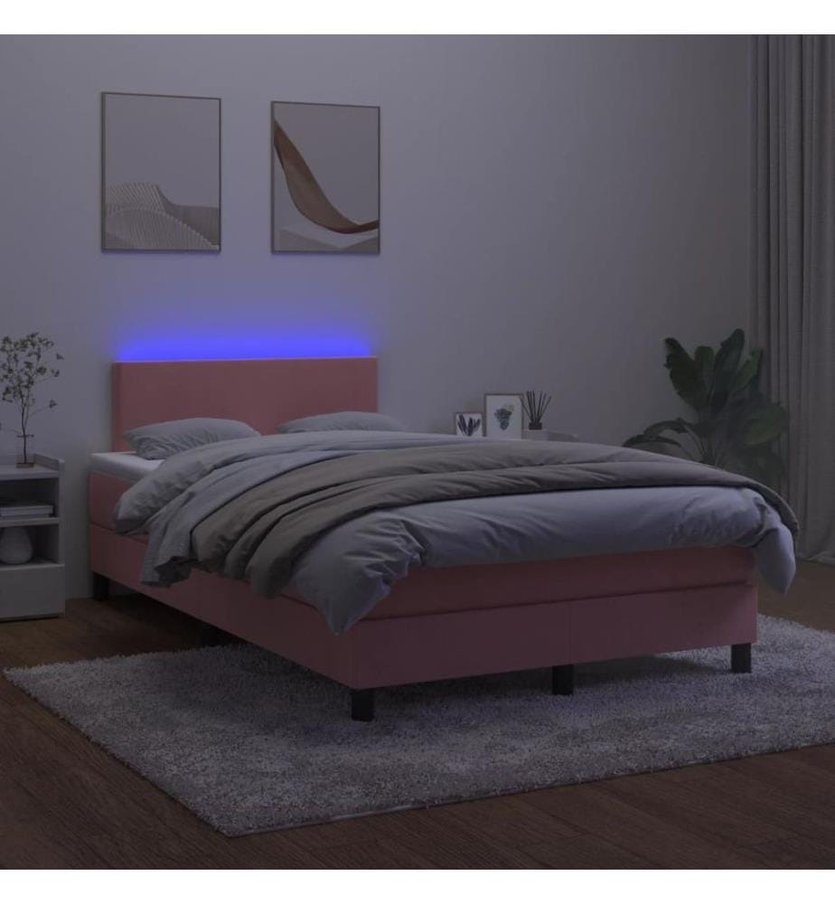 Boxspringbett mit Matratze & LED Rosa 120x200 cm Samt