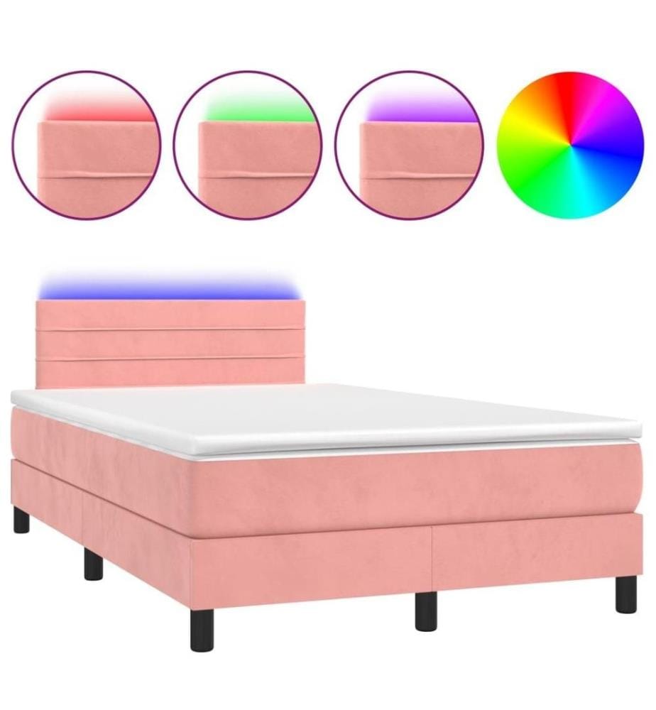 Boxspringbett mit Matratze & LED Rosa 120x200 cm Samt