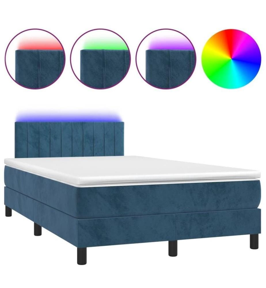 Boxspringbett mit Matratze & LED Dunkelblau 120x200 cm Samt