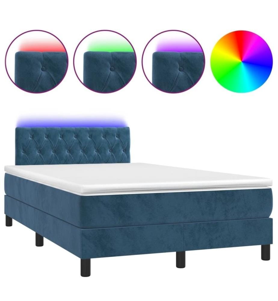 Boxspringbett mit Matratze & LED Dunkelblau 120x200 cm Samt