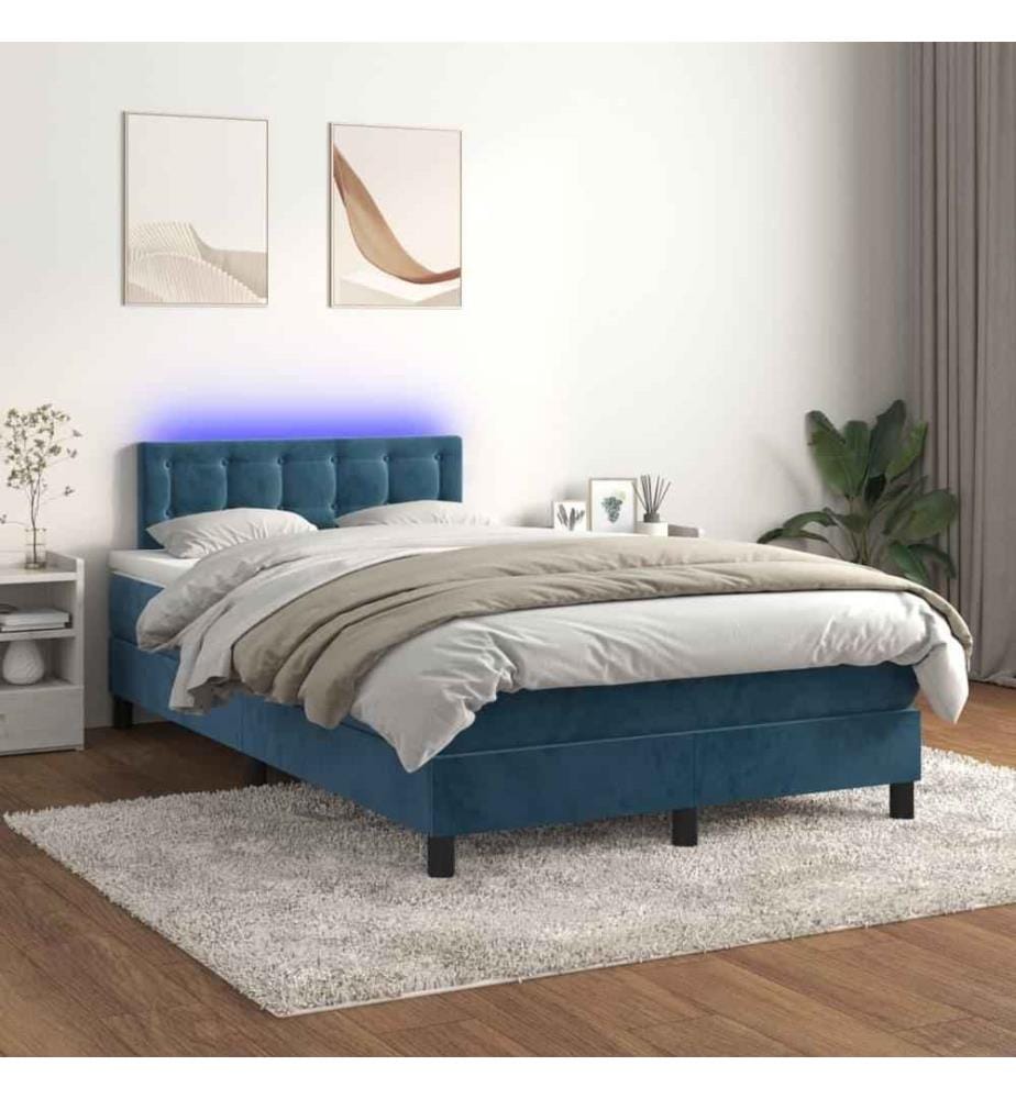 Boxspringbett mit Matratze & LED Dunkelblau 120x200 cm Samt