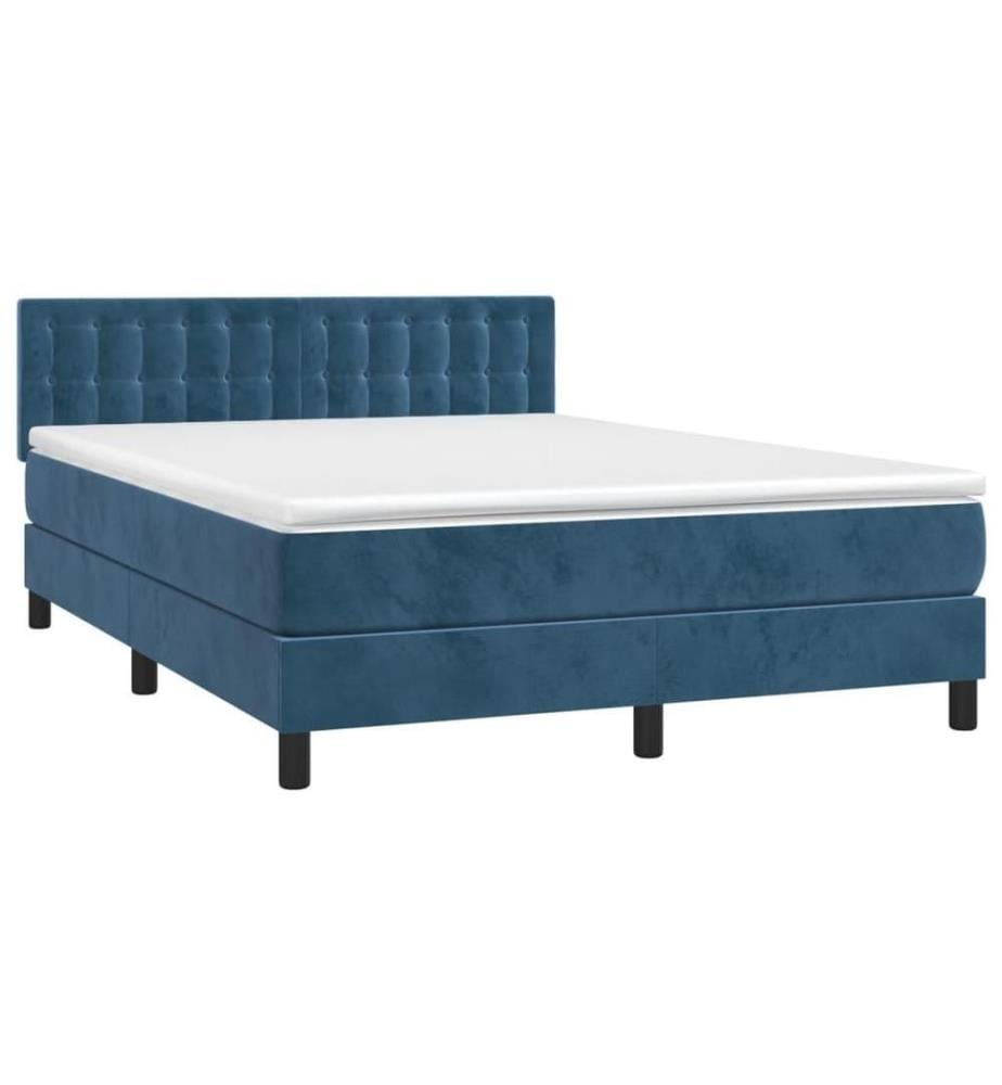 Boxspringbett mit Matratze & LED Dunkelblau 140x200 cm Samt