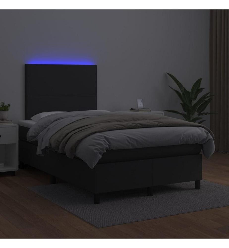 Boxspringbett mit Matratze & LED Schwarz 120x200 cm Kunstleder