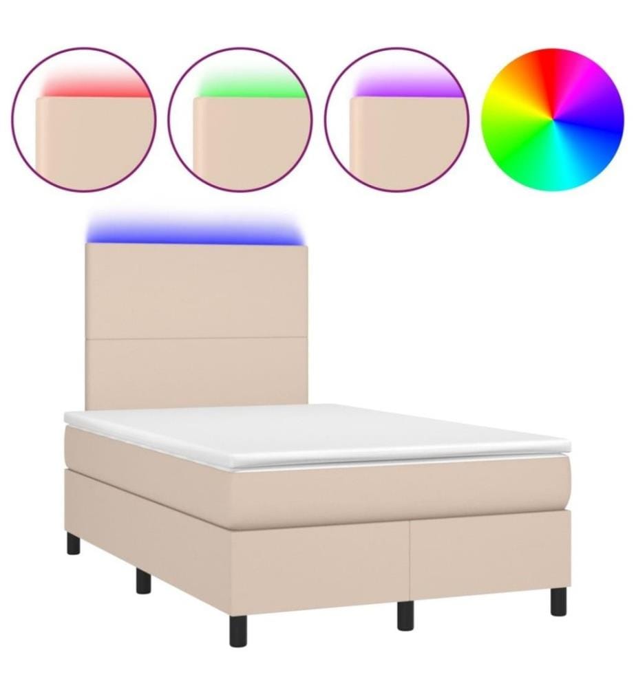 Boxspringbett mit Matratze & LED Cappuccino-Braun 120x200cm