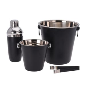FURBER - Flaschenkühler und Drink Mixer Set 4-teilig, Schwarz matt