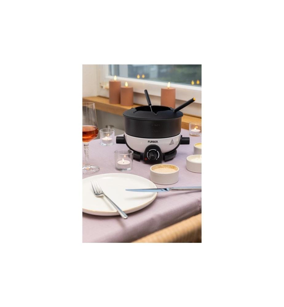 FURBER - Set à fondue Alpy 9 Pièce/s, Noir/Blanc