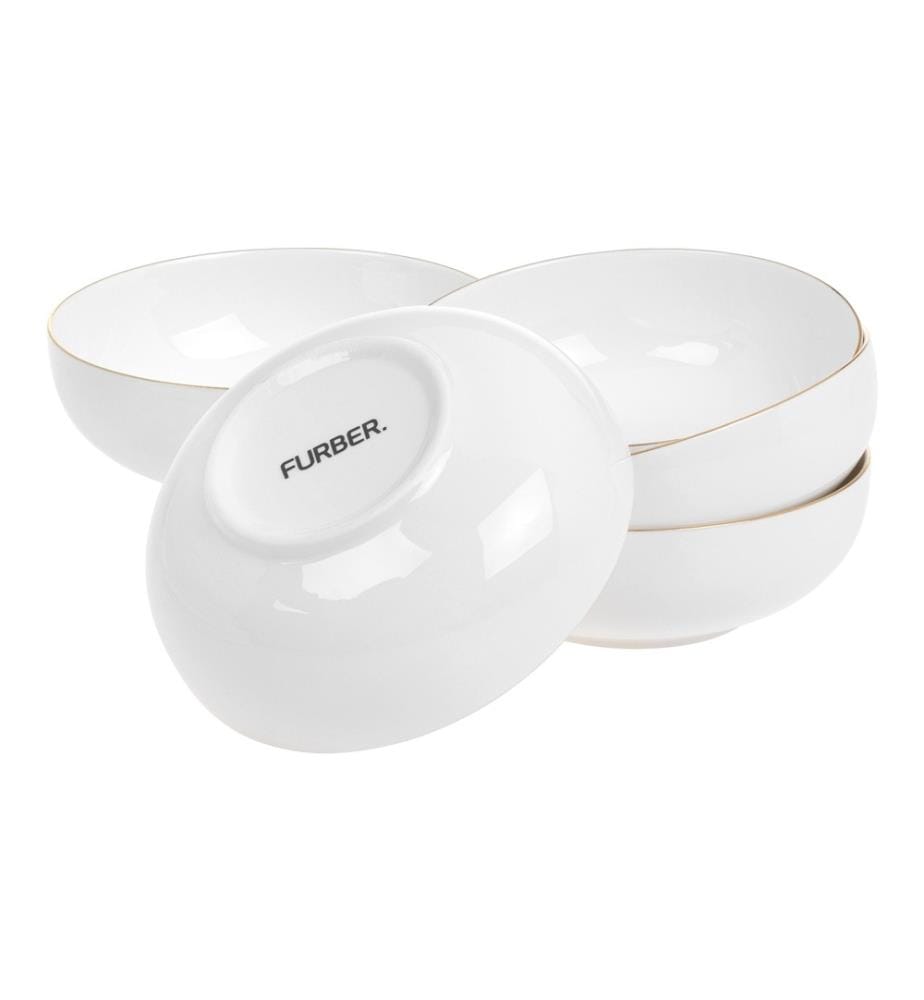 FURBER - Bol à céréales Ø 16 cm, 6 pièces, blanc/or
