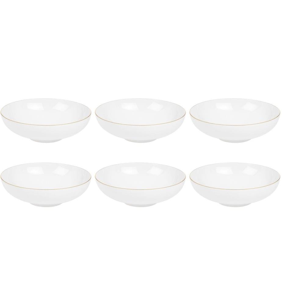 FURBER - Suppen- & Pastateller Ø 20.5 cm, 6 Stück, Weiss/Gold