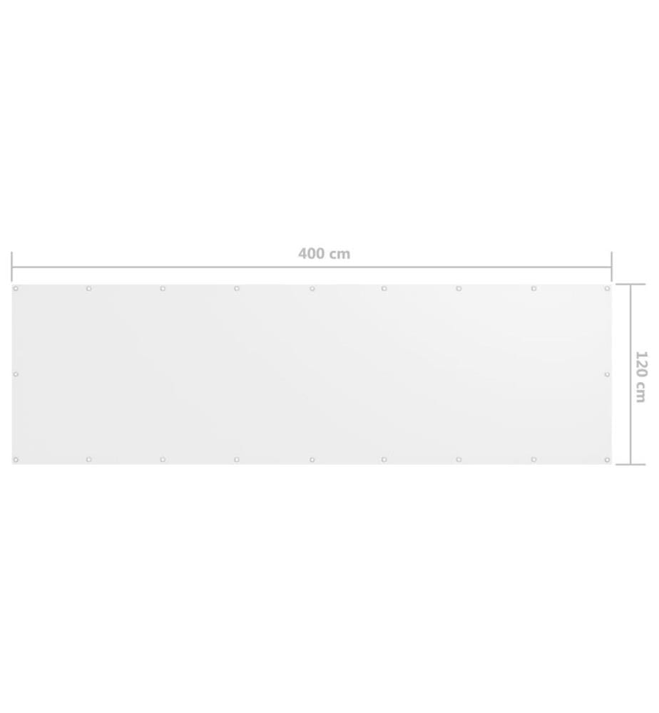 Écran de balcon Blanc 120x400 cm Tissu Oxford