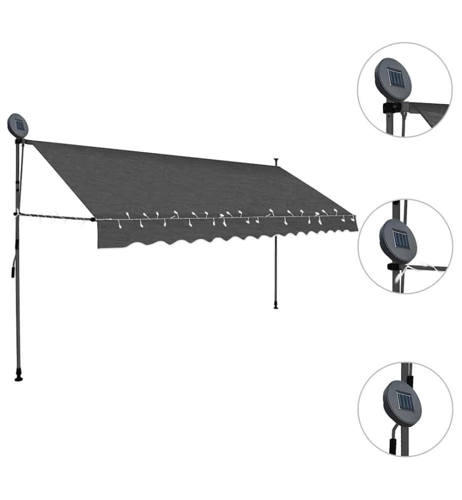 Einziehbare Markise Handbetrieben mit LED 350 cm Anthrazit