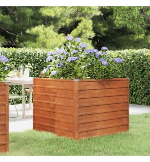 Lit surélevé de jardin rouillé 100x100x77 cm acier corten