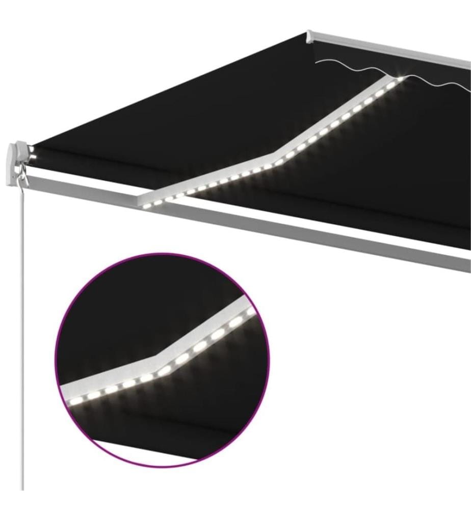 Markise Manuell Einziehbar mit LED 400x350 cm Anthrazit