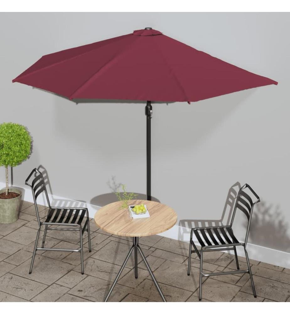 Parasol de balcon mât en aluminium Bordeaux 300x155x223 cm Demi