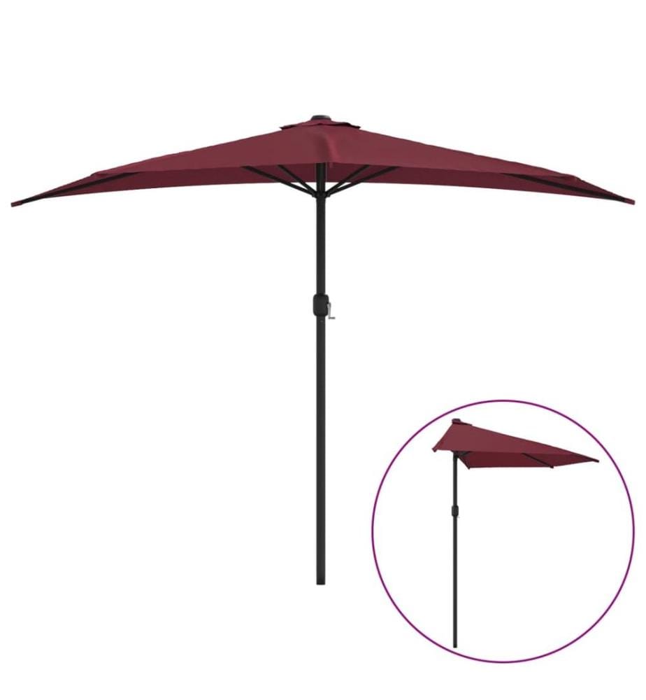 Parasol de balcon mât en aluminium Bordeaux 300x155x223 cm Demi
