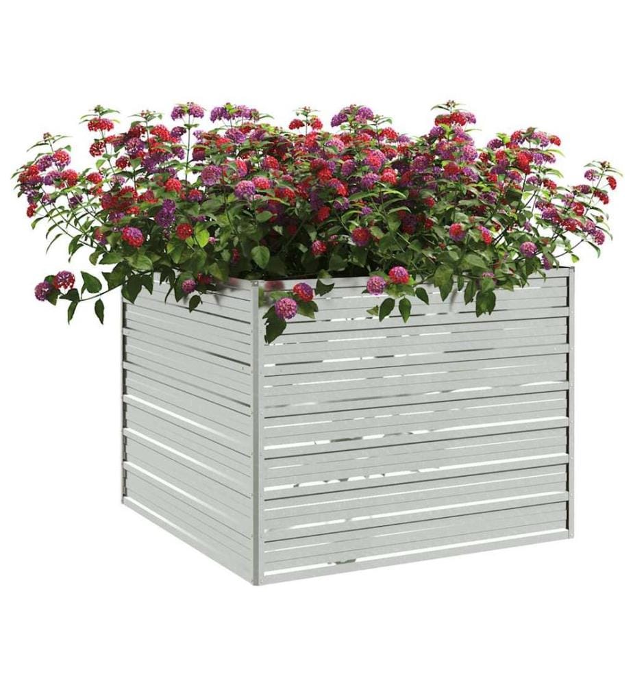 Garten-Hochbeet 100x100x77 cm Verzinkter Stahl Silber