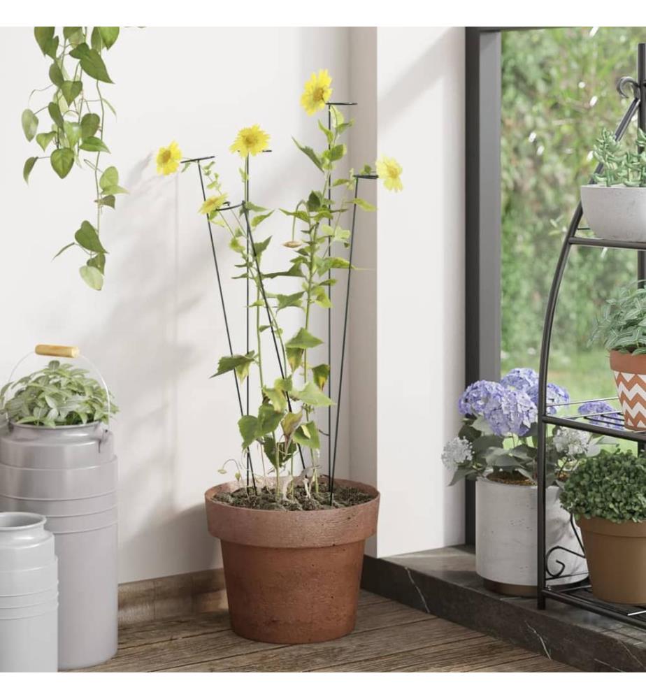 Piquets pour plantes de jardin 20 pcs vert foncé 40 cm acier