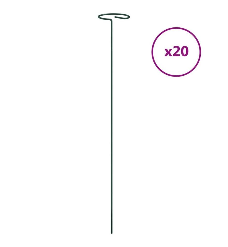 Piquets pour plantes de jardin 20 pcs vert foncé 40 cm acier