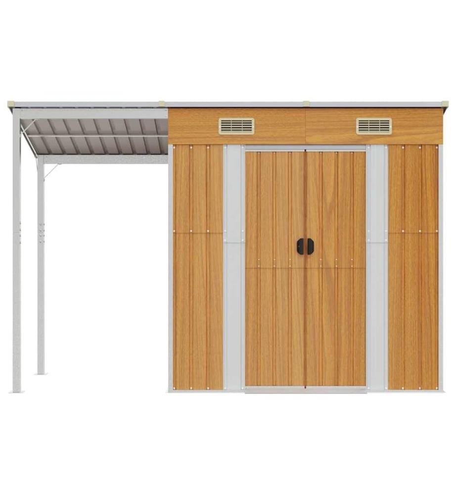 Abri de jardin avec toit prolongé marron clair 277x107x181 cm