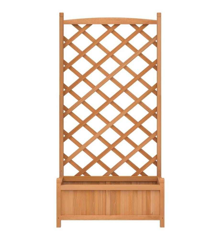 Jardinière avec treillis marron bois massif de sapin