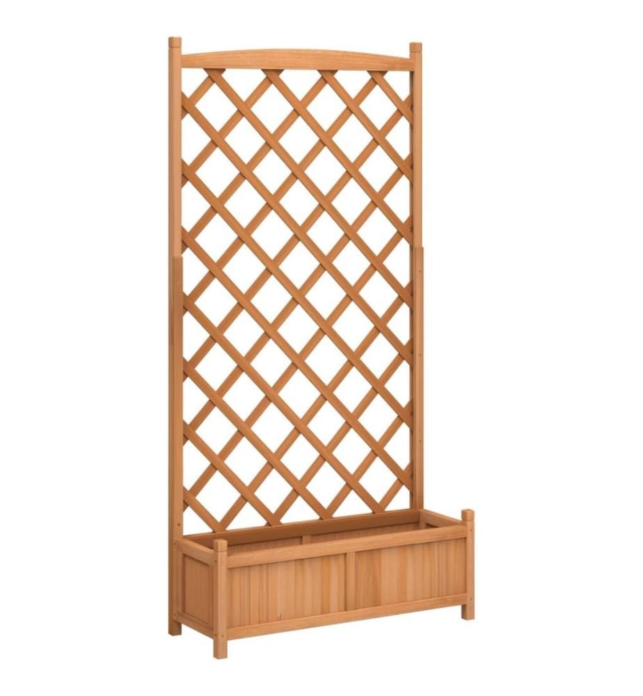 Jardinière avec treillis marron bois massif de sapin