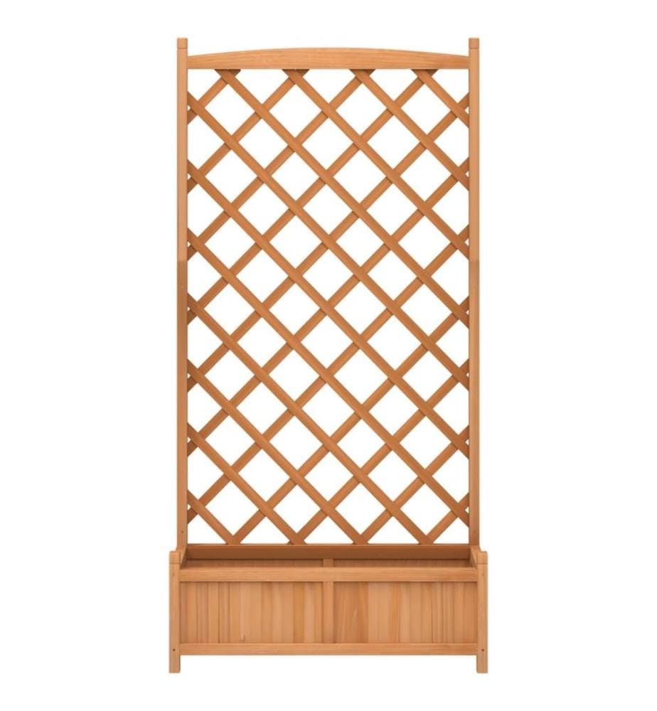 Jardinière avec treillis marron bois massif de sapin