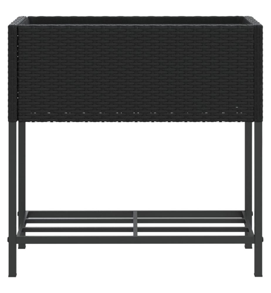 Pflanzkübel mit Ablage Schwarz Poly Rattan