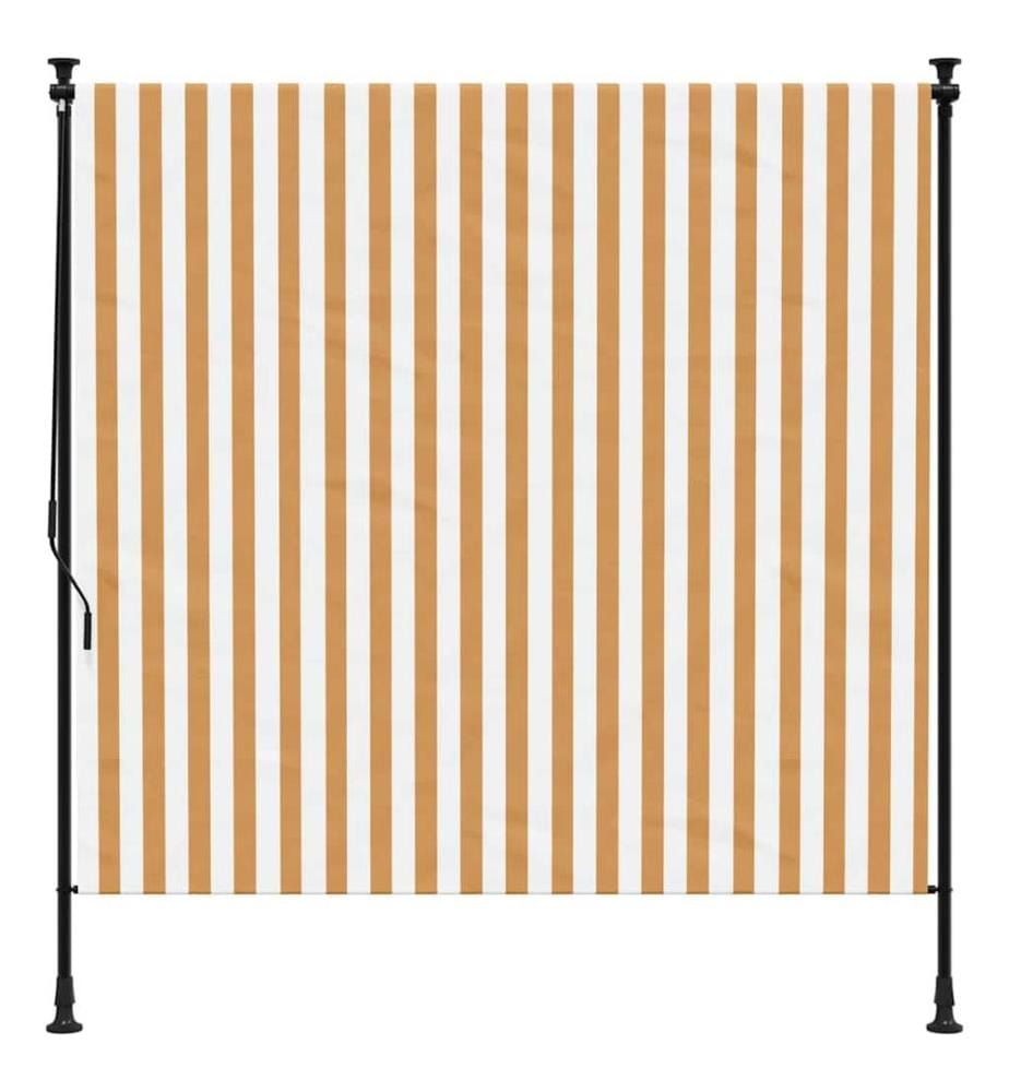 Aussenrollo Orange und Weiss 150x270 cm Stoff und Stahl