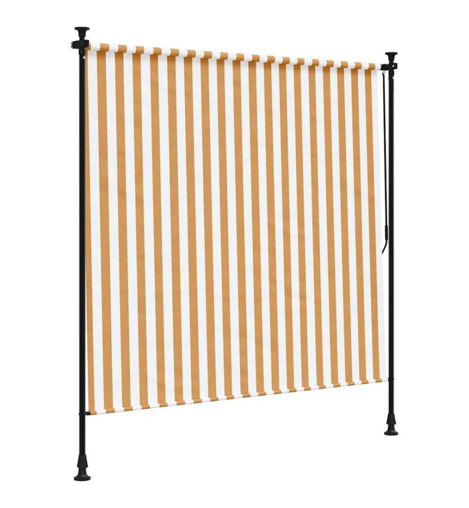 Aussenrollo Orange und Weiss 150x270 cm Stoff und Stahl