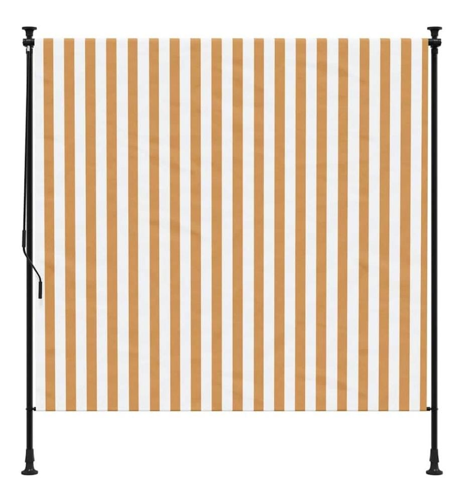 Aussenrollo Orange und Weiss 200x270 cm Stoff und Stahl