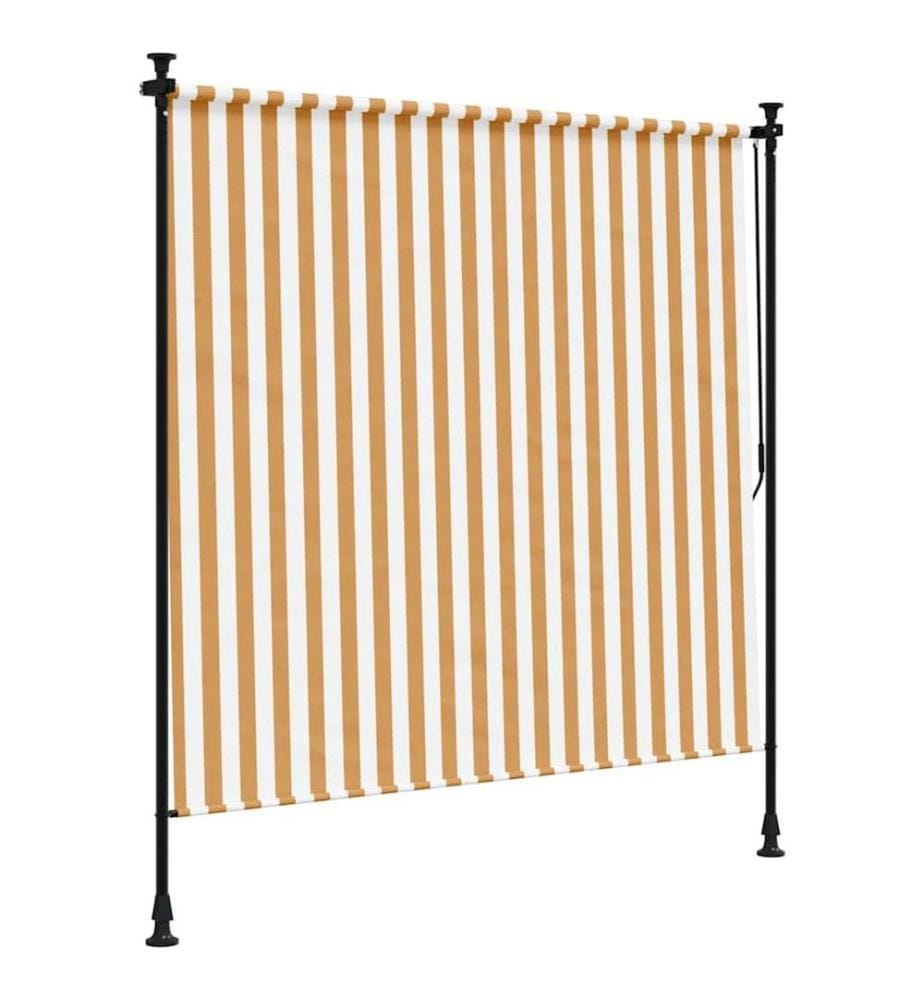 Aussenrollo Orange und Weiss 200x270 cm Stoff und Stahl