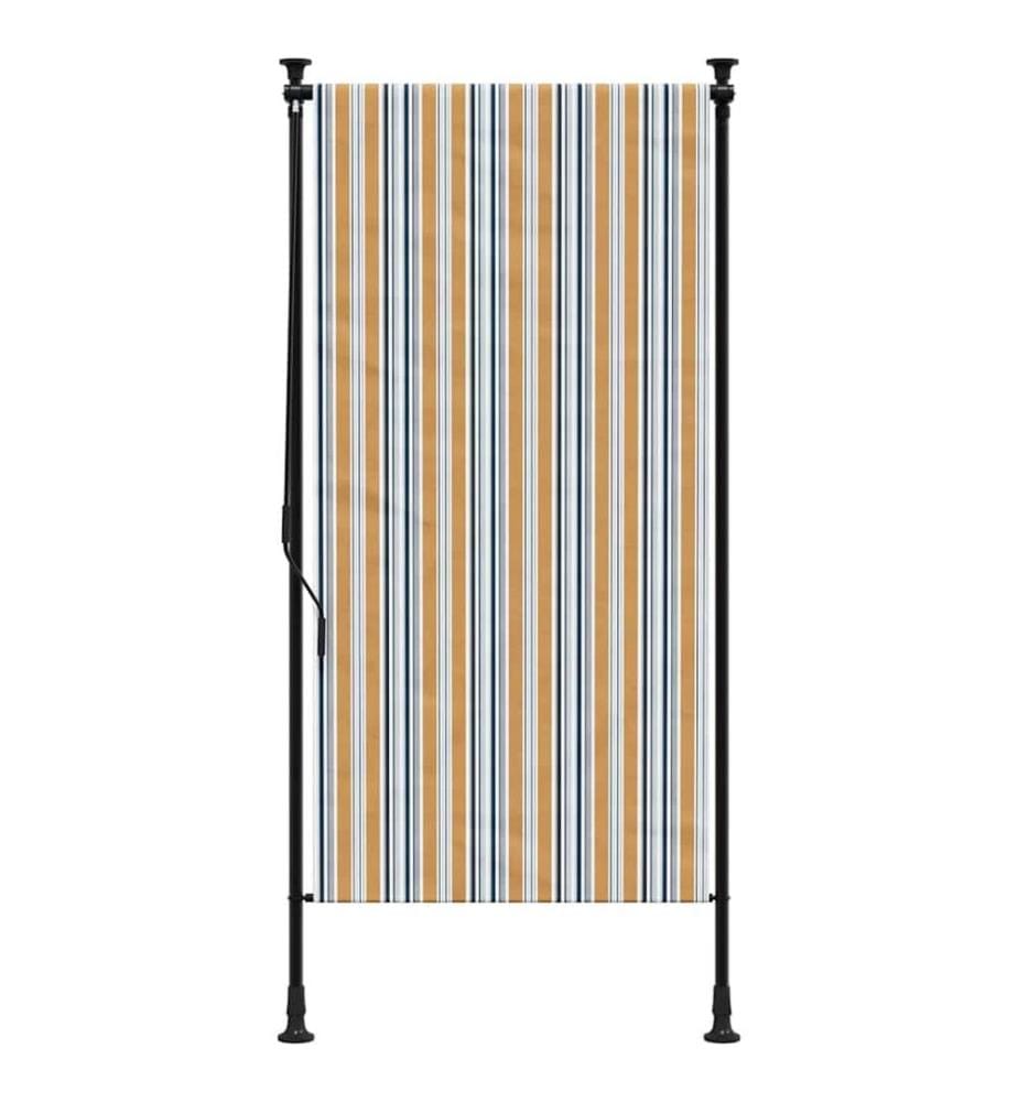 Store roulant d'extérieur jaune et blanc 120x270 cm tissu acier