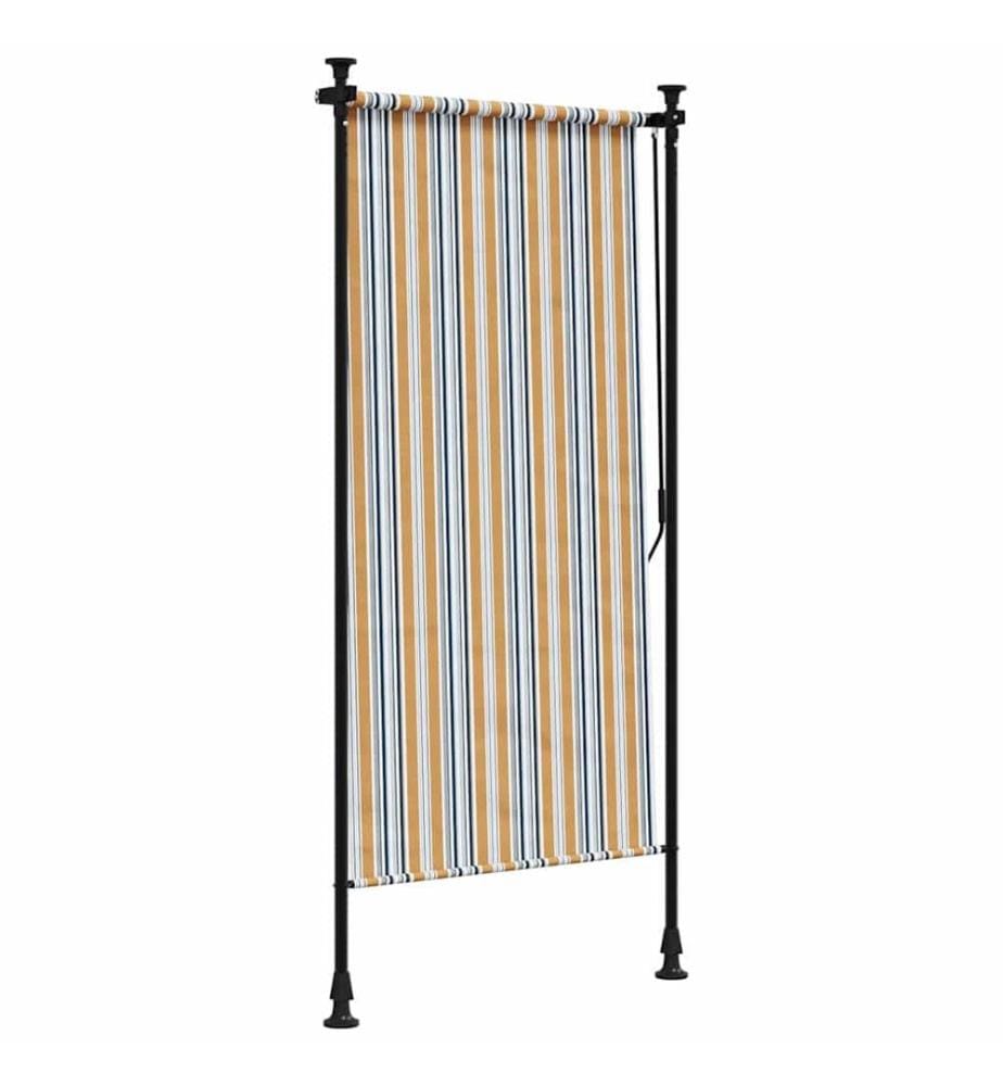 Store roulant d'extérieur jaune et blanc 120x270 cm tissu acier