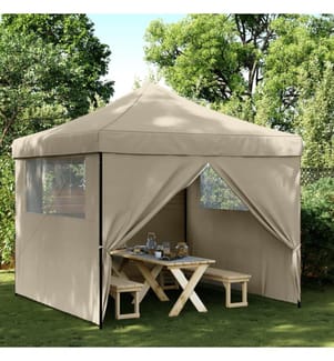 Tente de réception pliable escamotable 4 parois latérales taupe