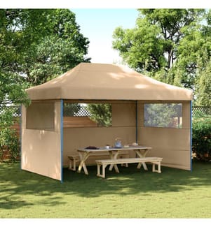 Partyzelt Faltbar Pop-Up mit 3 Seitenteilen Beige