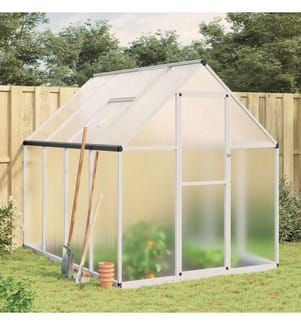 Gewächshaus mit Fundamentrahmen Silber 224x169x195cm Aluminimum