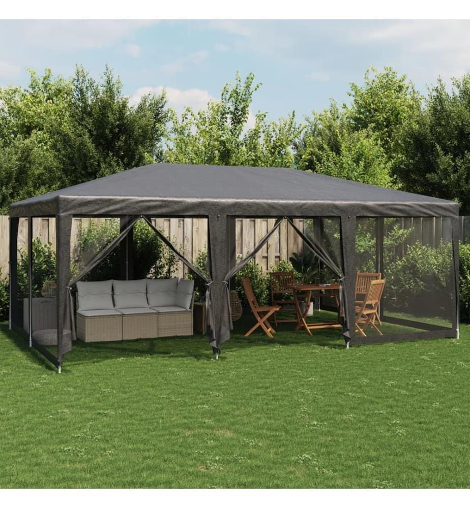 Tente de fête avec 10 parois latérales maille anthracite 6x4 m