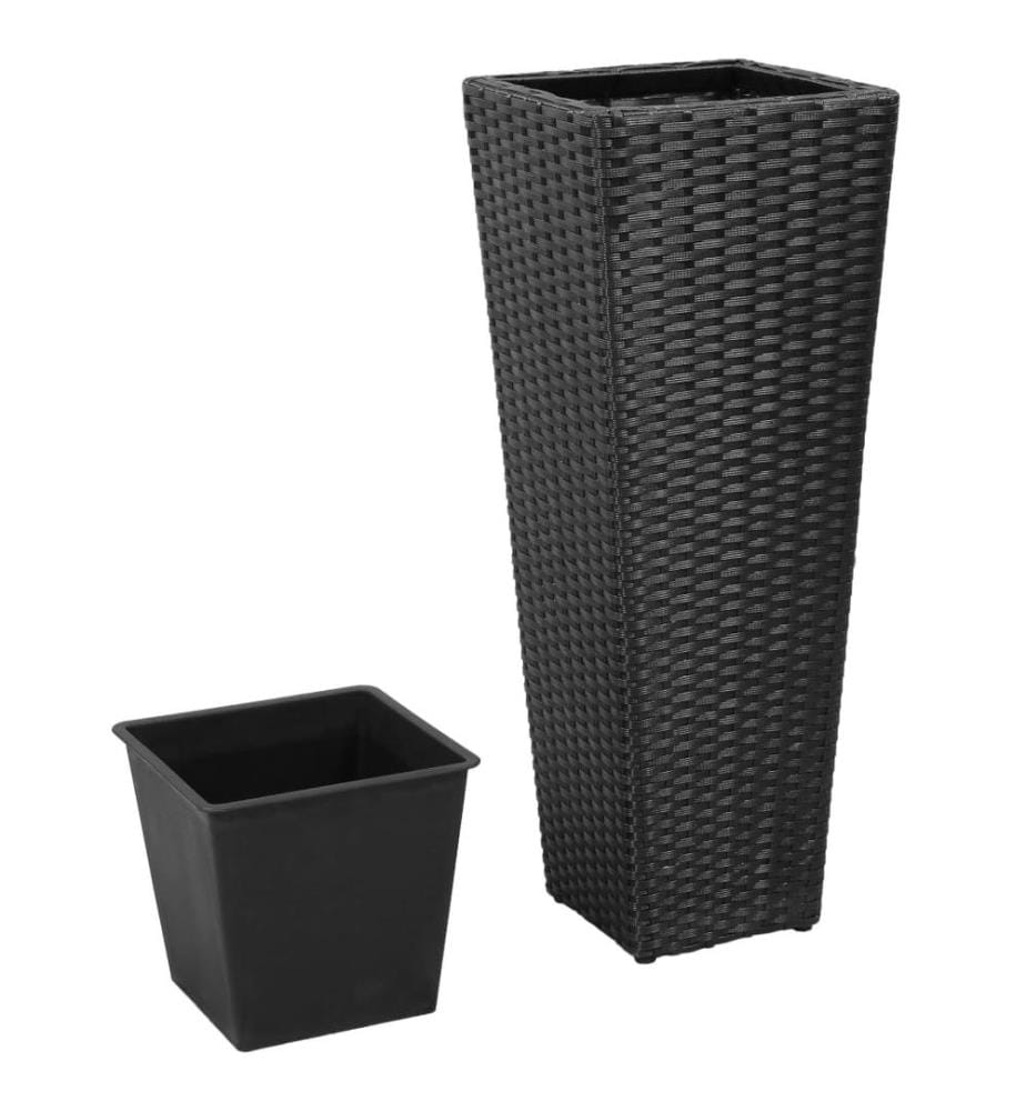 Lits surélevés de jardin 3 pcs Résine tressée Noir