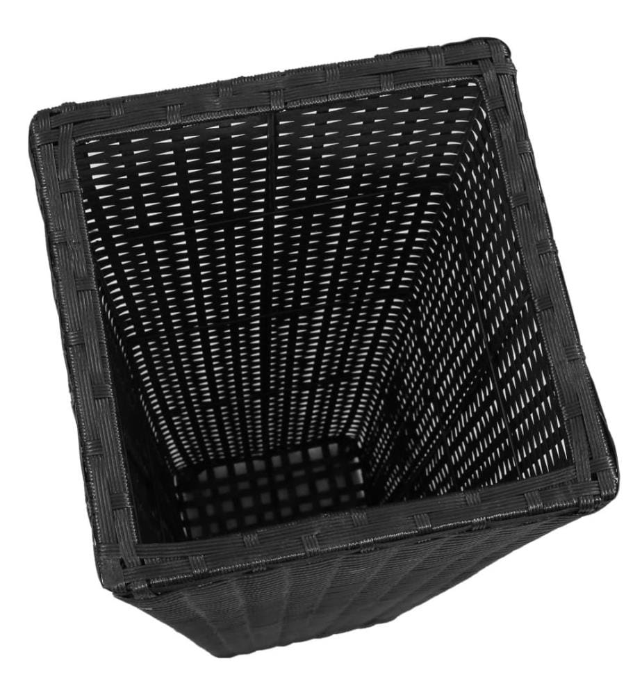 Lits surélevés de jardin 3 pcs Résine tressée Noir