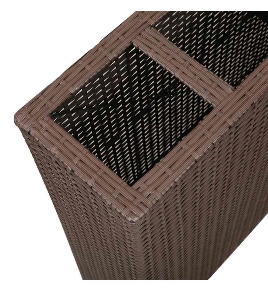 Garten-Hochbeet mit 4 Töpfen Poly Rattan Braun