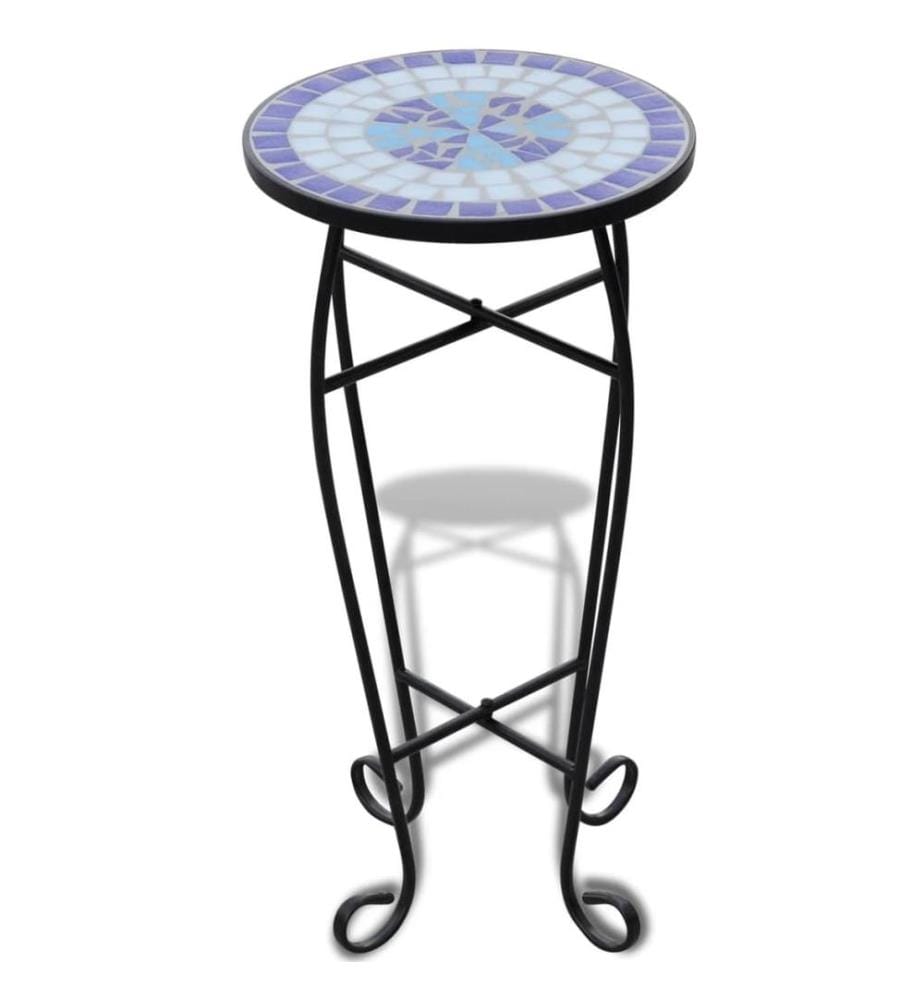 Beistelltisch Mosaik Blau und Weiss